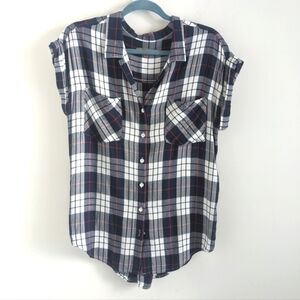𝅺jachs Girlfriend Plaid Short Sleeve Front Pockets M